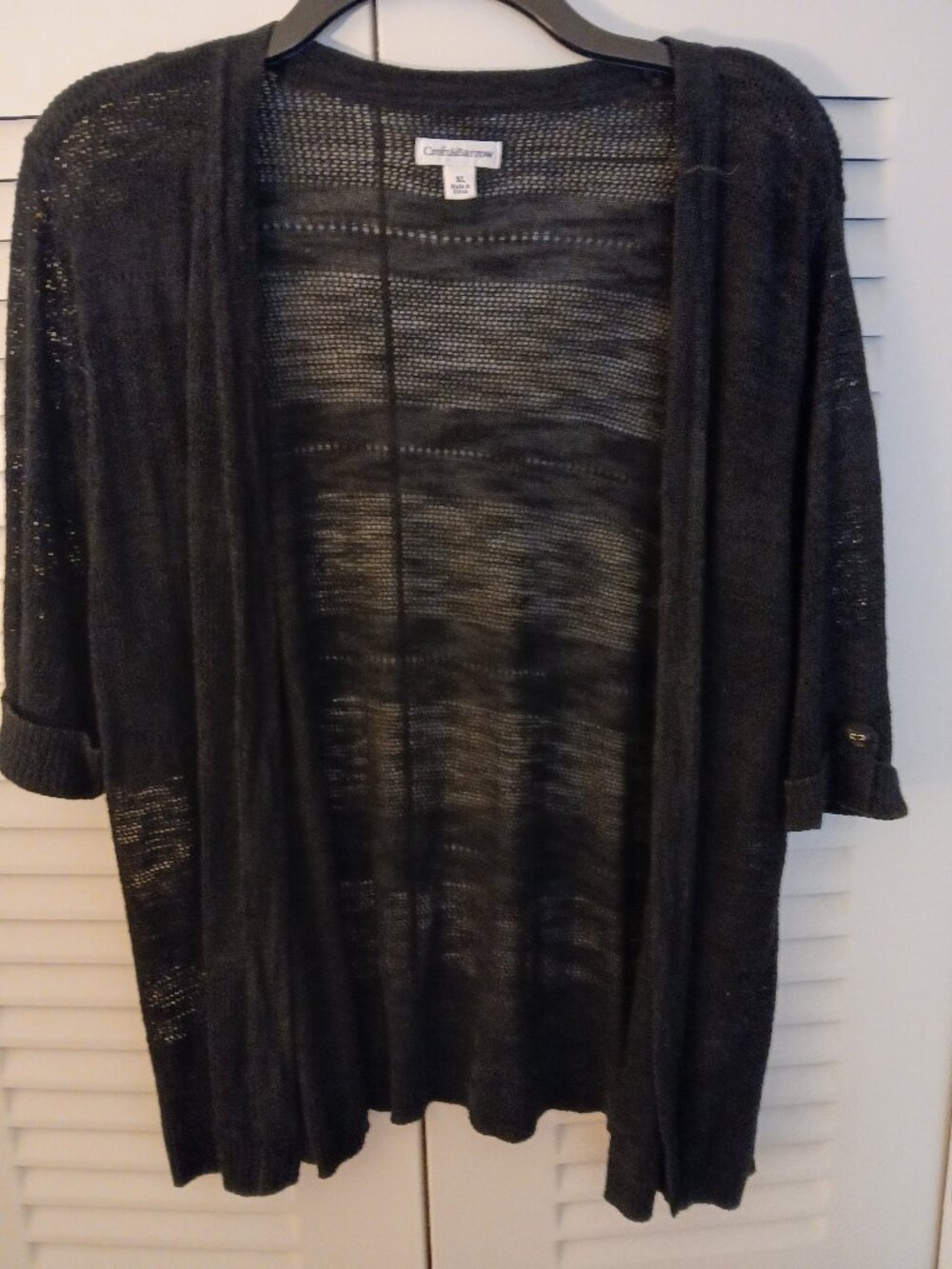 Ladies "CROFT & BARROW" Short Sleeve, Black, Cardigan (Size XL)